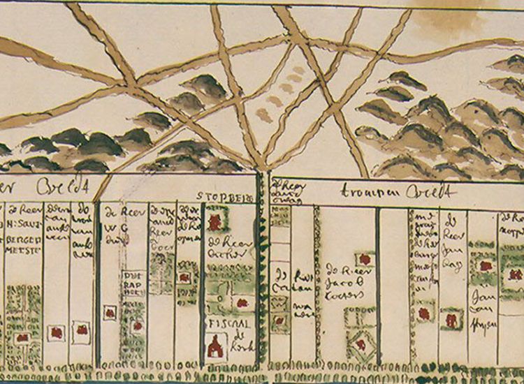 De verkaveling van 'sGraveland in 1730. Atlas Schoemaker.