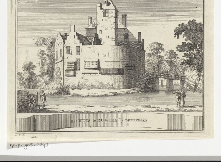 Gravure van Kasteel Ruwiel te Breukelen, Schijnvoet 1720 Coll Rijksmuseum