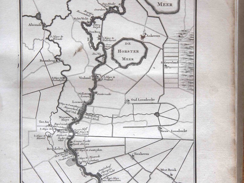 Prent uit de Zegepraalende Vecht (1719) met de Vecht en haar buitenplaatsen. 