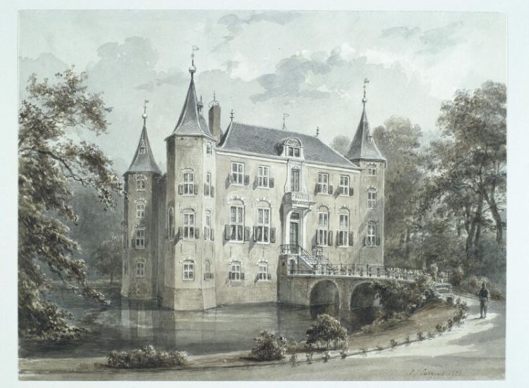 Kasteel Nederhorst in 1871, litho van P.J. Lutgers, Coll. Centraal Museum