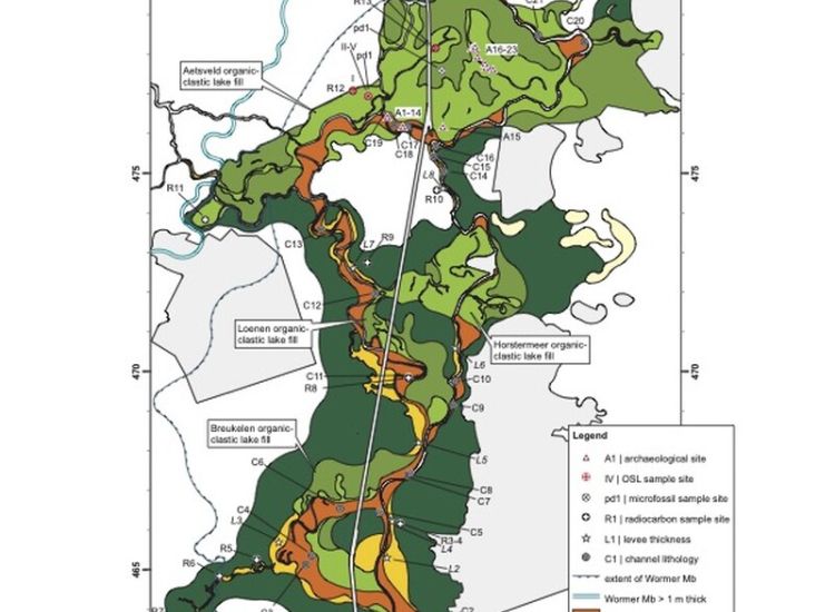 Stroomruggen van de Vecht en de Angstel met bodemtypen