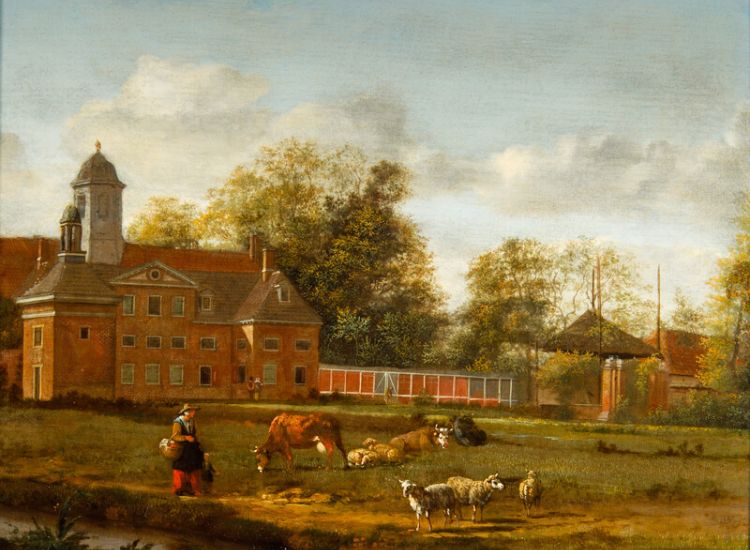 Goudestein door Jan van der Heyden, met een classicistische uitbouw en nog agrarische elementen 