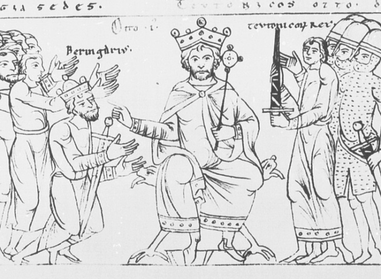 Otto bij zijn overwinning op Berengarius II 962, afb. Wikipedia