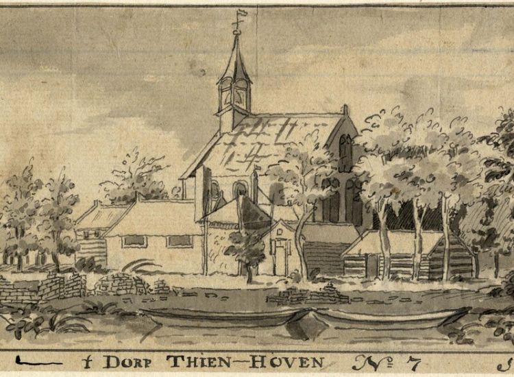 De kerk van Tienhoven in 1756, Coll. HUA