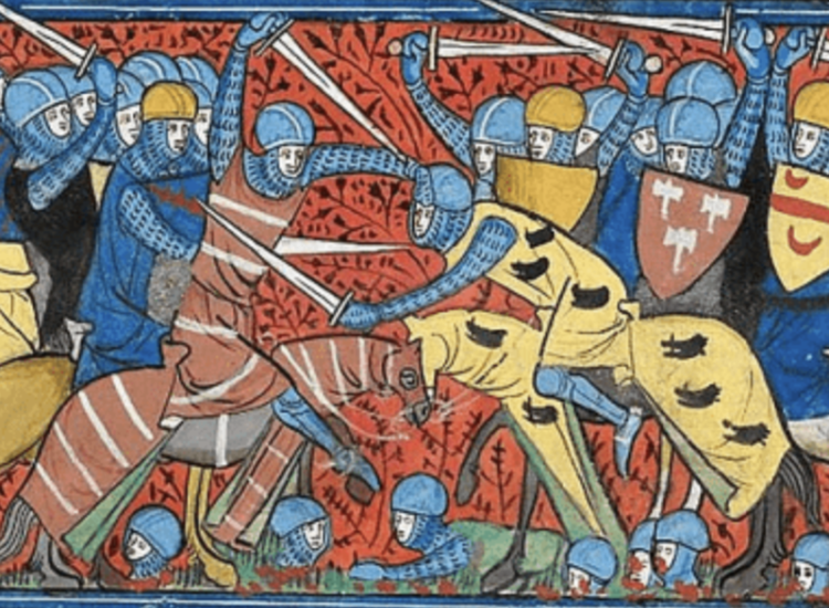 Fries-Frankische oorlogen in de 7e en 8e eeuw. Miniatuur uit de 13e eeuw via isgeschiedenis.nl