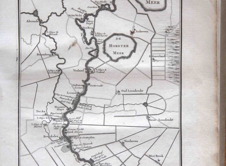 Prent uit de Zegepraalende Vecht (1719) met de Vecht en haar buitenplaatsen. 